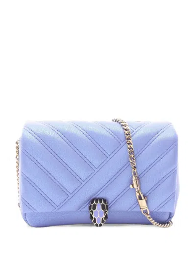 Pre-owned Bvlgari 2010s Serpenti Quilted Clutch Bag In Purple