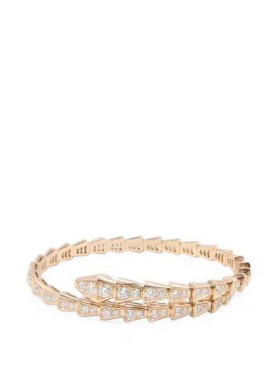 Pre-owned Bvlgari 2010s Serpenti Viper Diamond Bracelet In Gold