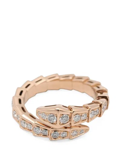 Pre-owned Bvlgari 2010s Serpenti Viper Diamond Ring In Pink
