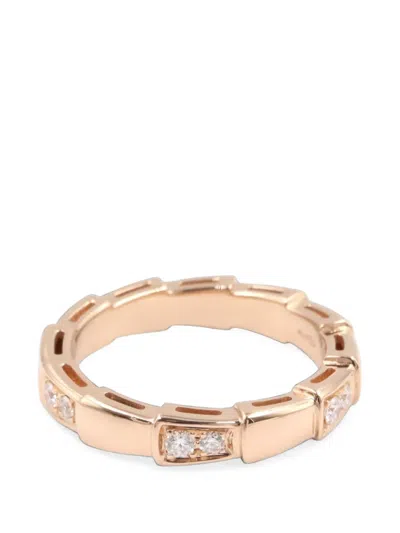 Pre-owned Bvlgari 2010s Serpenti Viper Diamond Ring In Pink