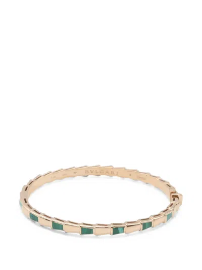 Pre-owned Bvlgari 2010s Serpenti Viper Malachite Bracelet In Pink