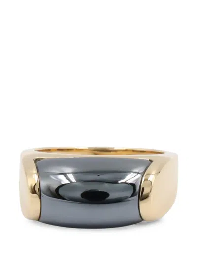Pre-owned Bvlgari 2010s Tronchetto Hematite Ring In Gold