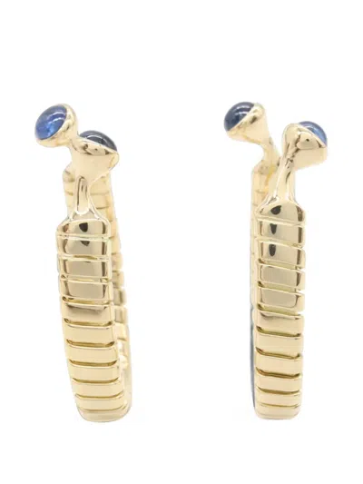 Pre-owned Bvlgari 2010s Tubogas Sapphire Earrings In Gold