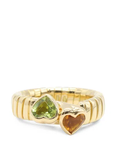 Pre-owned Bvlgari 2010s Tubogas Spiga Ring In Gold