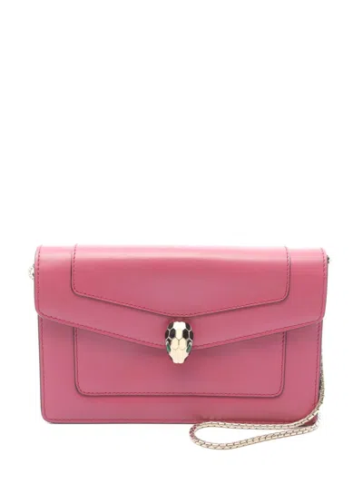 Pre-owned Bvlgari 2012-2025 Leather Serpenti Forever Wallet On Chain Crossbody Bag In Pink