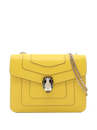 Pre-owned Bvlgari 2012-2020 Small Leather Serpenti Forever Crossbody Bag In Yellow