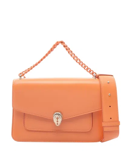 Pre-owned Bvlgari 2012-2022 Serpenti Forever Satchel In Orange