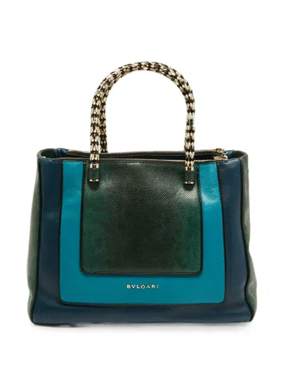 Pre-owned Bvlgari 2013 Serpenti Scaglie Two-way Handbag In Blue