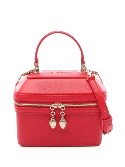 Pre-owned Bvlgari 2015-2026 Leather Serpenti Forever Vanity Bag Satchel In Red