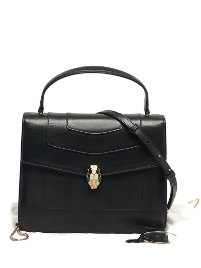 Pre-owned Bvlgari 2016 Calf Leather Satchel In Black