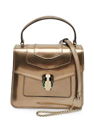 Pre-owned Bvlgari 2016 Serpenti Forever Leather Tote Bag In Brown