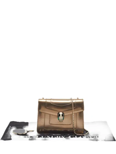 Pre-owned Bvlgari 2016 Small Serpenti Forever Patent-leather Shoulder Bag In Gold
