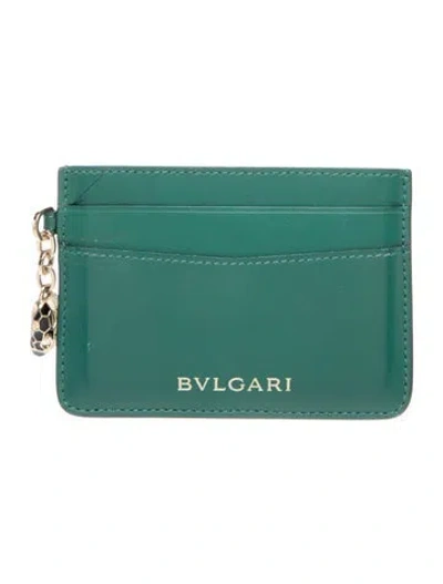 Pre-owned Bvlgari 2018 Leather Card Holder In Green
