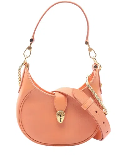Pre-owned Bvlgari 2018-2026 Small Leather Serpenti Ellipse Satchel In Orange