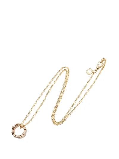 Pre-owned Bvlgari 2020-2025 18k Yellow Gold Mother Of Pearl Serpenti Viper Pendant Necklace In White