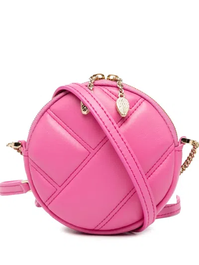 Pre-owned Bvlgari 2020-2025 Leather Serpenti Cabochon Round Crossbody Bag In Pink