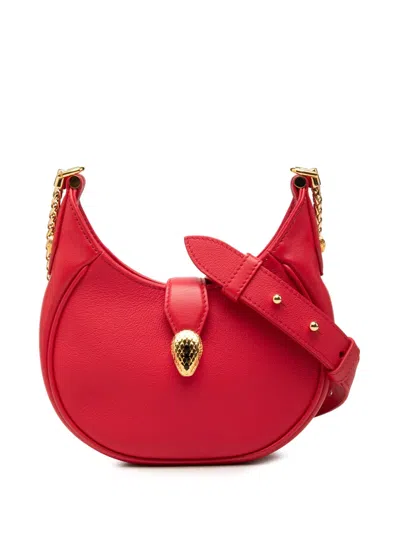 Pre-owned Bvlgari 2020-2026 Small Leather Serpenti Ellipse Satchel In Red