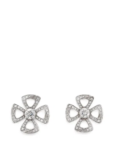 Pre-owned Bvlgari 2020s Fiorever Diamond Earrings In Silver