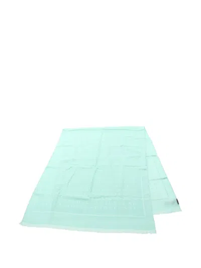 Pre-owned Bvlgari 2020s Logomania Silk Shawl In Green