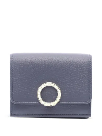Pre-owned Bvlgari 2020s Tri-fold Leather Wallet In Blue