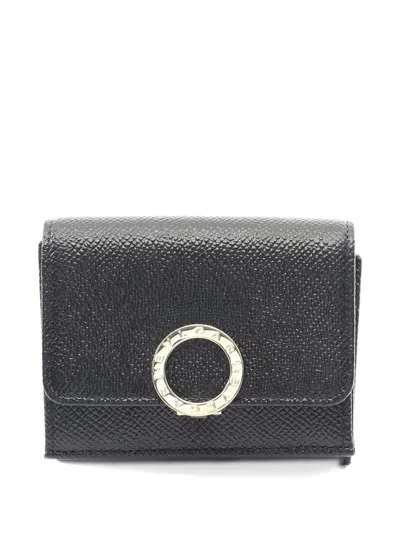 Pre-owned Bvlgari 2020s Trifold Leather Wallet In Black