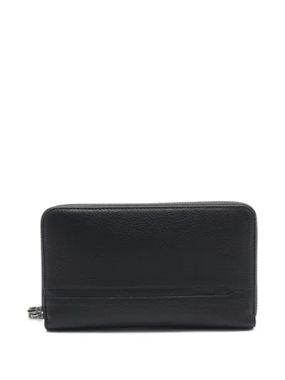 Pre-owned Bvlgari 2020s Zip-around Leather Wallet In Black