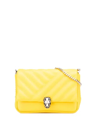 Pre-owned Bvlgari 2021-2025 Leather Serpenti Cabochon Chain Crossbody Bag