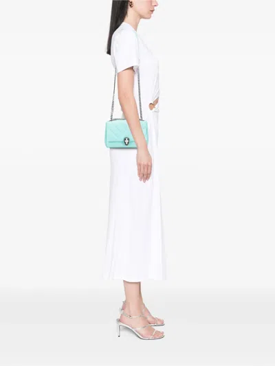 Pre-owned Bvlgari 2021-2025 Leather Serpenti Cabochon Chain Crossbody Bag In Blue