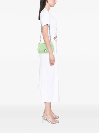 Pre-owned Bvlgari 2021-2025 Leather Serpenti Cabochon Chain Crossbody Bag In Green