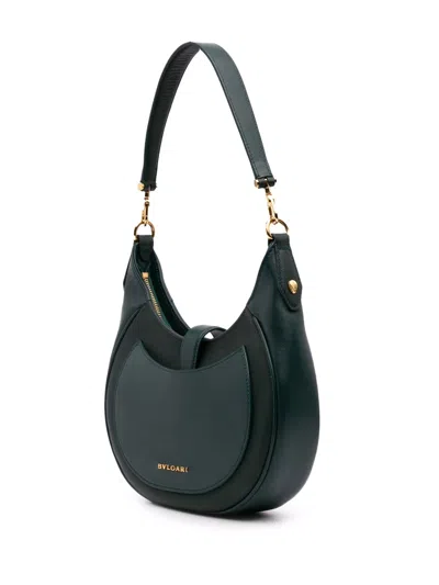 Pre-owned Bvlgari 2021-2025 Small Leather Serpenti Ellipse Satchel In Green