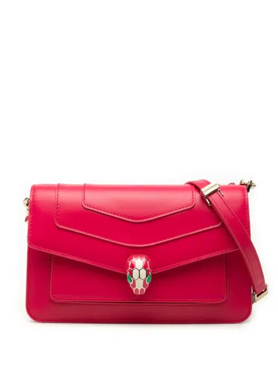 Pre-owned Bvlgari 2021-2026 Calfskin Serpenti Forever East West Shoulder Bag In Pink