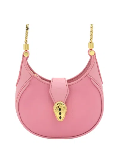 Pre-owned Bvlgari 2021-2026 Micro Leather Serpenti Ellipse Crossbody Bag In 粉色