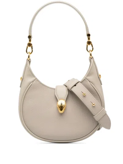 Pre-owned Bvlgari 2021-2026 Small Leather Serpenti Ellipse Satchel In Grey