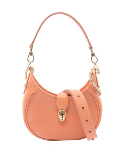 Pre-owned Bvlgari 2021-2026 Small Leather Serpenti Ellipse Satchel In Orange