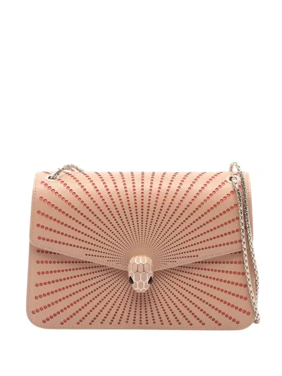 Pre-owned Bvlgari 2022 Leather Serpenti Forever Razor Cut Shoulder Bag In Pink
