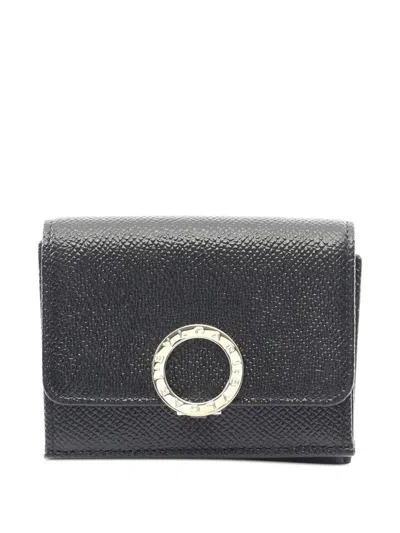 Pre-owned Bvlgari 20s Trifold Leather Wallet In Black