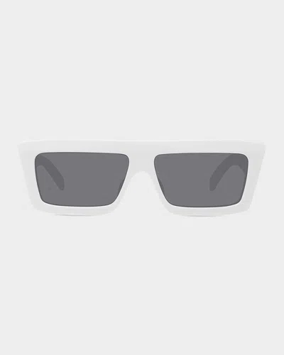 Bvlgari 57mm Flat-top Rectangular Sunglasses In White