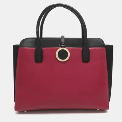Pre-owned Bvlgari Alba Pink/black Leather Tote