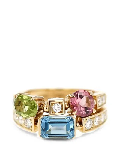 Pre-owned Bvlgari Allegra Gemstone And Diamond Ring In Gold