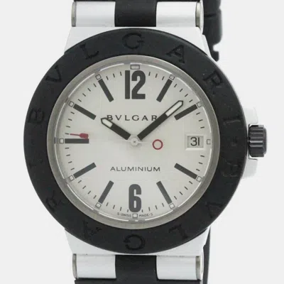 Pre-owned Bvlgari Alminium Rubber Automatic Men's Watch Al38ta 38 Mm In Silver