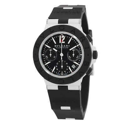 Pre-owned Bvlgari Aluminium 41 Chronograph Automatic Black Dial Men's Watch 103868