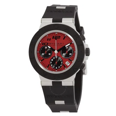 Bvlgari Aluminium Chronograph Automatic Red Dial Men's Watch 103701 In Red   / Aluminum  / Black