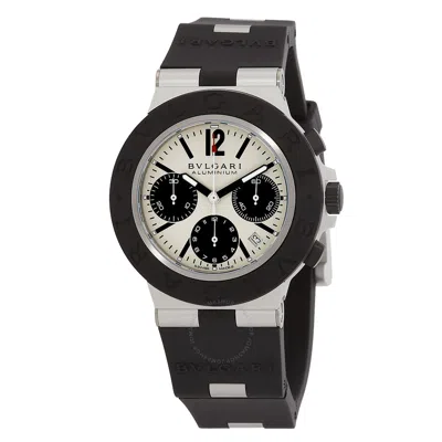 Bvlgari Aluminium Chronograph Automatic White Dial Men's Watch 103722 In Black