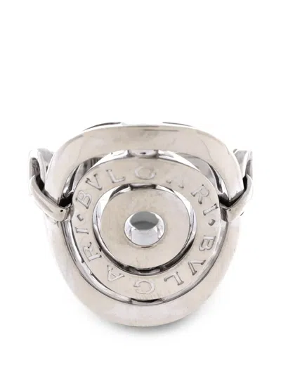 Pre-owned Bvlgari Astrale Cerchi Shield 18k White Gold Ring In Silver