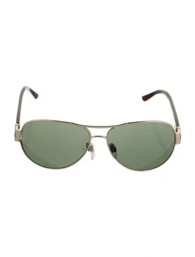 Pre-owned Bvlgari Aviator Tinted Sunglasses In Gold