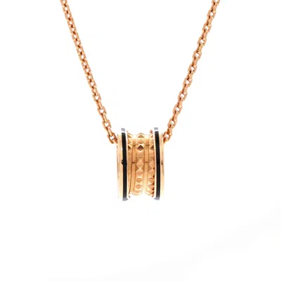 Bvlgari B. Zero 1 Rock Round Pendant Necklace 18k Rose Gold With Ceramic Small