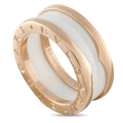 Bvlgari B. Zero1 18k Rose Gold White Ceramic Ring Bv22-031326