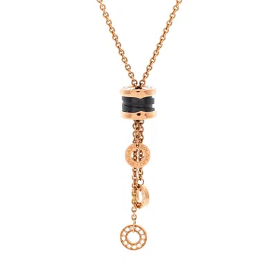 Bvlgari B. Zero1 3 Charm Necklace 18k Rose Gold And Ceramic And Diamonds In Multi