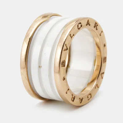 Bvlgari B. Zero1 4-bandceramic 18k Rose Gold Ring In White