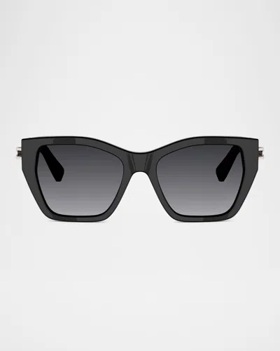Bvlgari B. Zero1 52mm Acetate Butterfly Sunglasses In Shiny Black  / Gradient Smoke